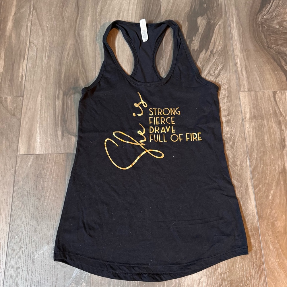 Racerback Tank Top She is Fierce Small Black and Gold Women's Tank Top